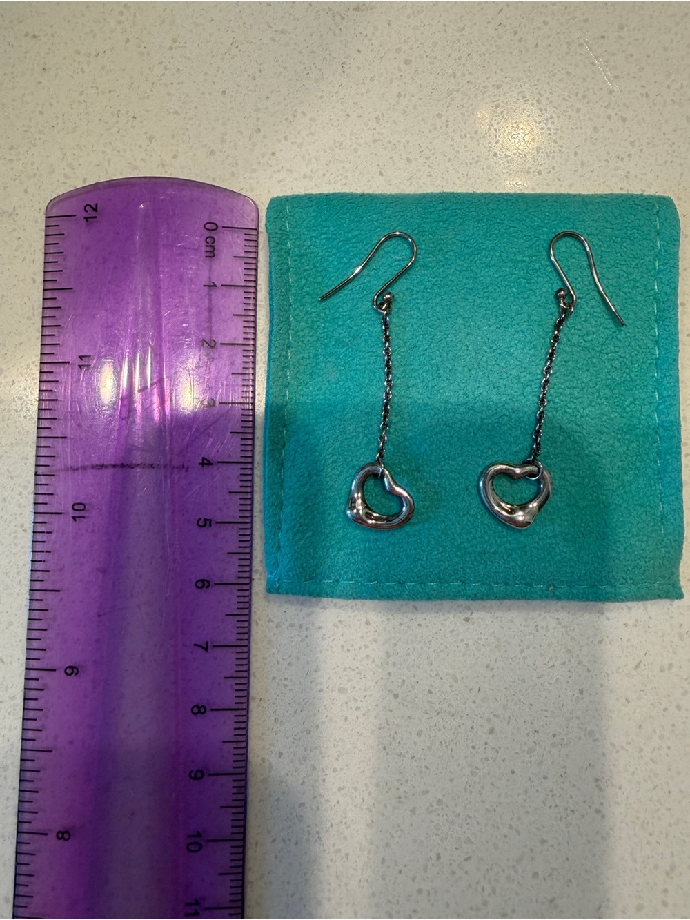Tiffany & Co Elsa Peretti Open Heart Drop Earrings - Silver - Picture 2 of 5